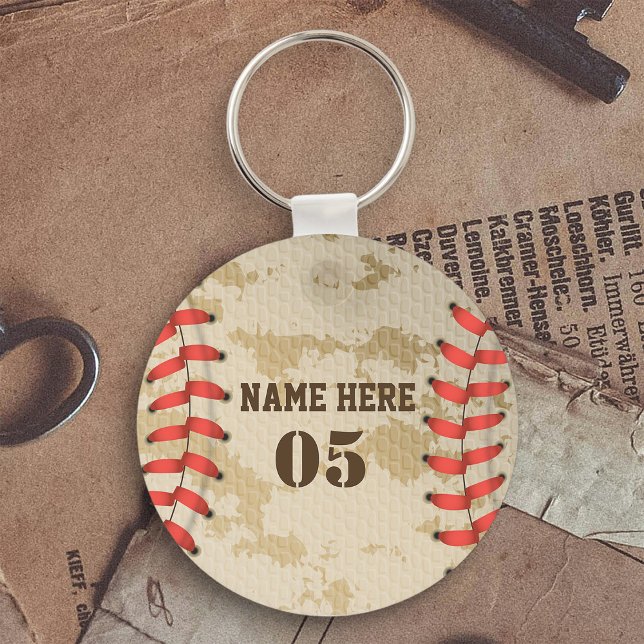 Personalised Vintage Baseball Name Number Retro Key Ring (Creator Uploaded)