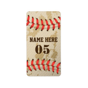 Personalised Vintage Baseball Name Number Retro Label