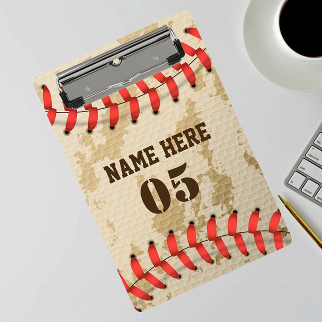 Personalised Vintage Baseball Name Number Retro Mini Clipboard (Creator Uploaded)