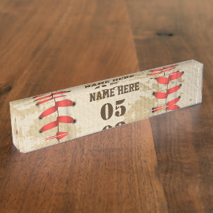 Personalised Vintage Baseball Name Number Retro Nameplate