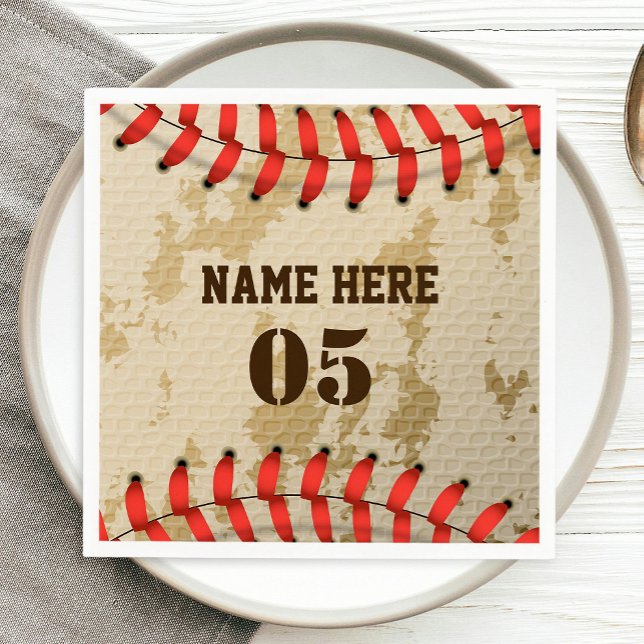 Personalised Vintage Baseball Name Number Retro Napkin (Creator Uploaded)