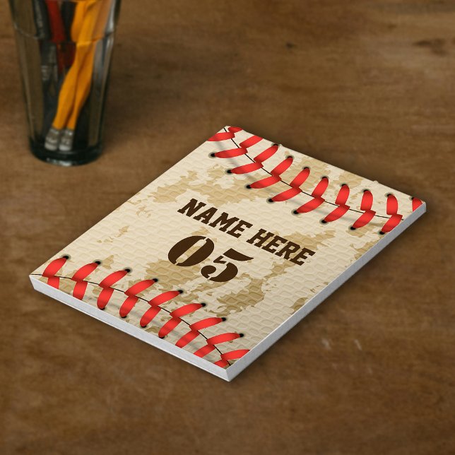 Personalised Vintage Baseball Name Number Retro Notepad (Creator Uploaded)