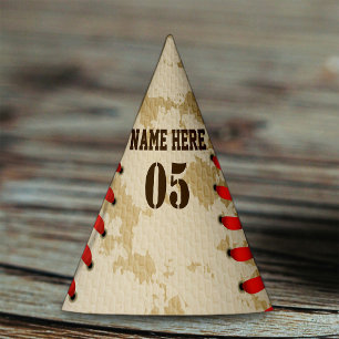 Personalised Vintage Baseball Name Number Retro Party Hat
