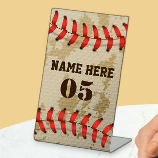 Personalised Vintage Baseball Name Number Retro Pedestal Sign