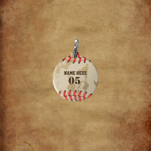 Personalised Vintage Baseball Name Number Retro Pet Tag