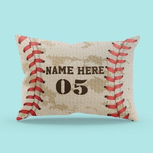 Personalised Vintage Baseball Name Number Retro Pillowcase (Creator Uploaded)