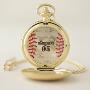 Personalised Vintage Baseball Name Number Retro Pocket Watch