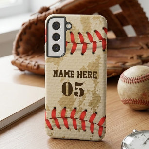 Personalised Vintage Baseball Name Number Retro Samsung Galaxy Case