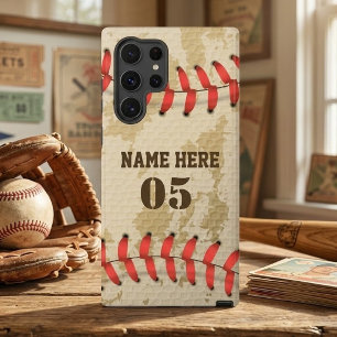 Personalised Vintage Baseball Name Number Retro Samsung Galaxy Case
