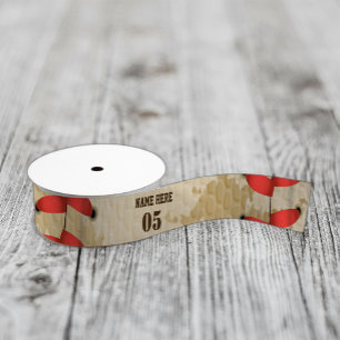 Personalised Vintage Baseball Name Number Retro Satin Ribbon