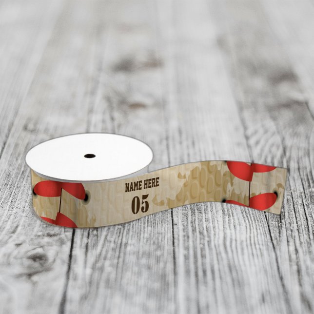 Personalised Vintage Baseball Name Number Retro Satin Ribbon (Creator Uploaded)
