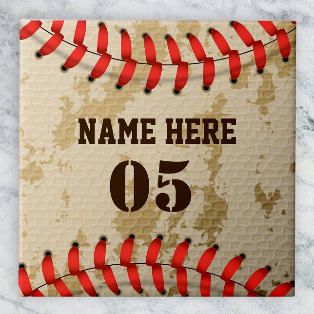 Personalised Vintage Baseball Name Number Retro Tile (Creator Uploaded)