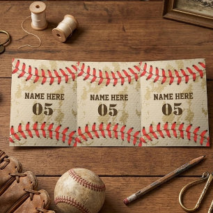 Personalised Vintage Baseball Name Number Retro Tri-Fold Card