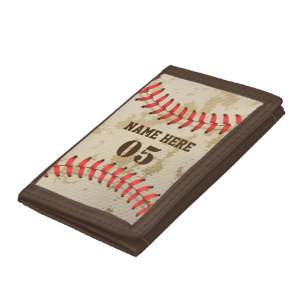 Personalised Vintage Baseball Name Number Retro Trifold Wallet