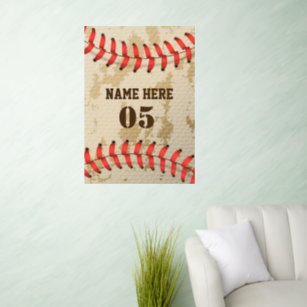 Personalised Vintage Baseball Name Number Retro Wall Decal