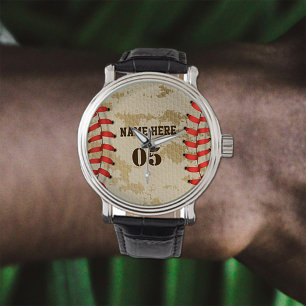 Personalised Vintage Baseball Name Number Retro Watch