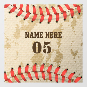 Personalised Vintage Baseball Name Number Retro Window Cling
