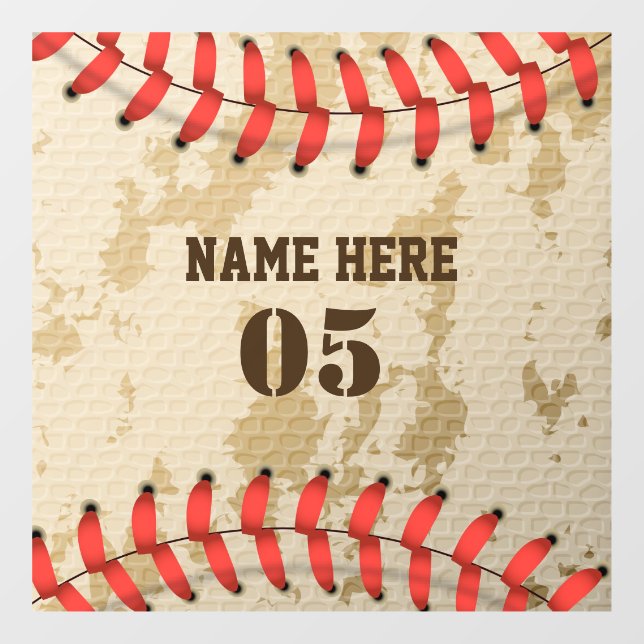 Personalised Vintage Baseball Name Number Retro Window Cling (Sheet)