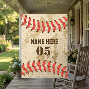 Personalised Vintage Baseball Name Number Retro Window Cling