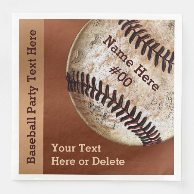 Personalised Vintage Baseball Napkins, Your Text Napkin (Front)