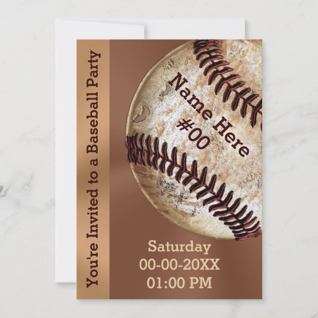 Personalised Vintage Baseball Party Invitations (Front)