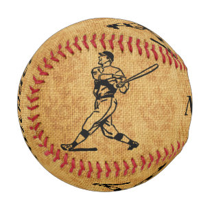 Personalised Vintage Baseball Player on Aged Jute