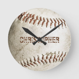 Personalised Vintage Baseball Round Clock
