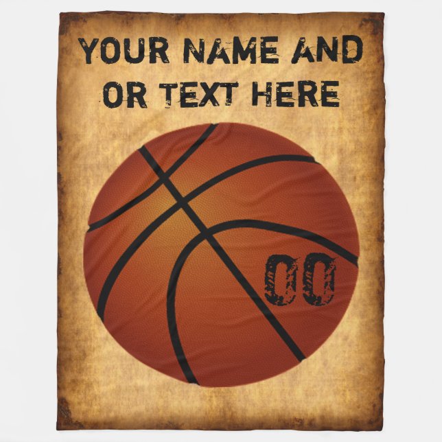 Personalised Vintage Basketball Fleece Blanket (Front)