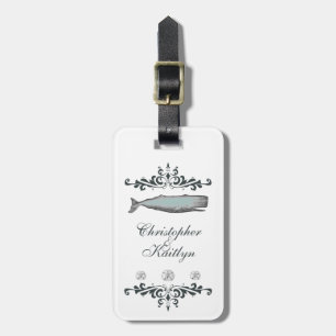 Personalised Vintage Beach Whale Wedding Bag Tag