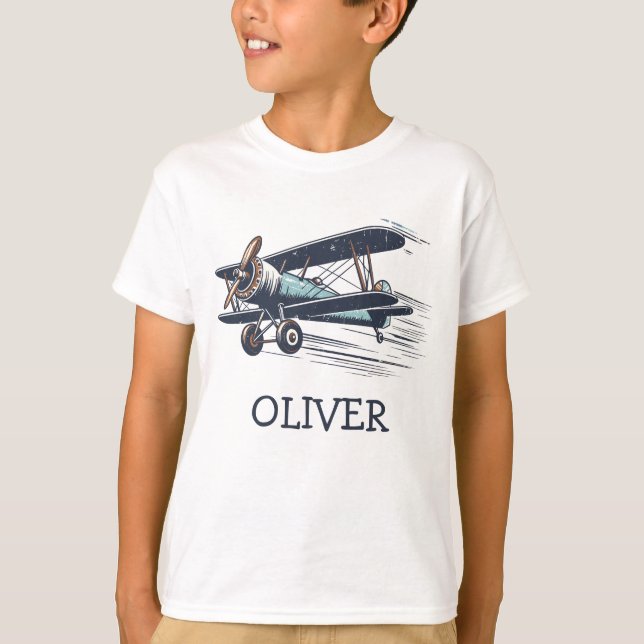 Personalised Vintage Biplane T-Shirt (Front)