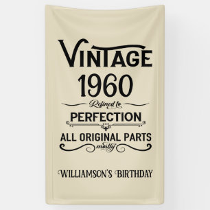Personalised vintage birthday black banner