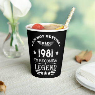 Personalised vintage birthday black white paper cups