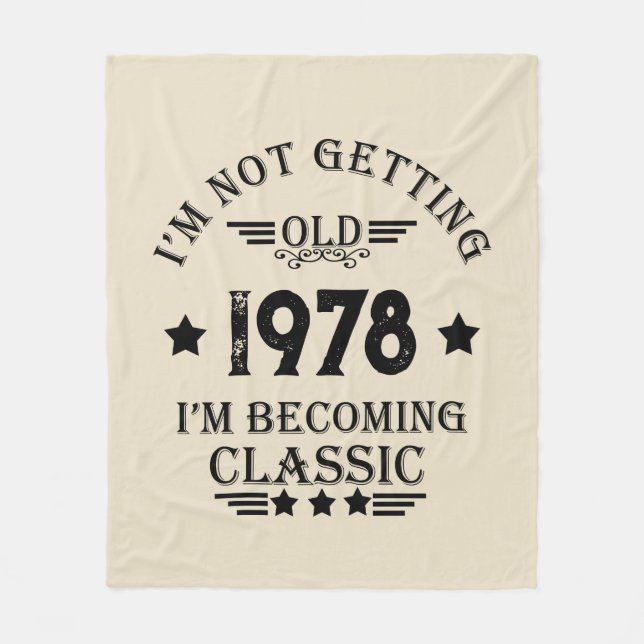 Personalised vintage birthday gift black fleece blanket (Front)