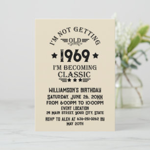 Personalised vintage birthday gift black invitation