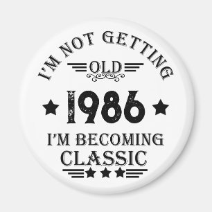 Personalised vintage birthday gift black magnet