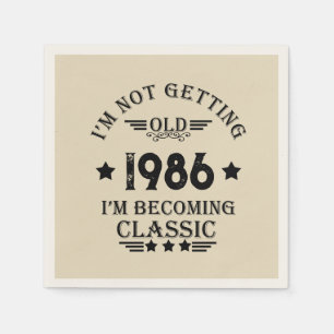 Personalised vintage birthday gift black napkin