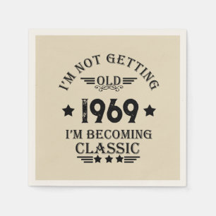 Personalised vintage birthday gift black napkin