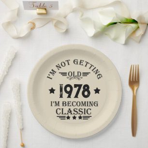 Personalised vintage birthday gift black paper plate