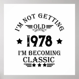 Personalised vintage birthday gift black poster