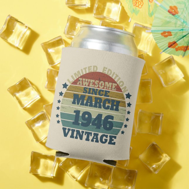 Personalised vintage birthday gift can cooler (In Situ Summer)