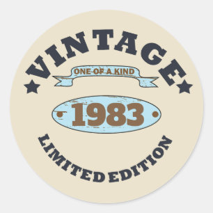 Personalised vintage birthday gift classic round sticker