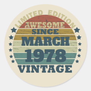 Personalised vintage birthday gift classic round sticker