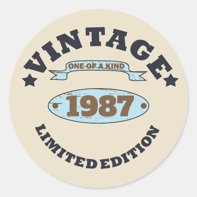 Personalised vintage birthday gift classic round sticker (Front)