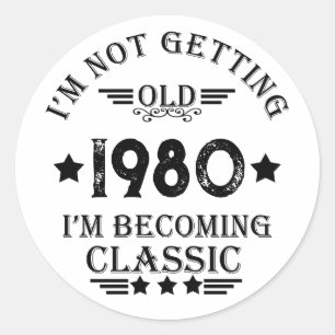 Personalised vintage birthday gift classic round sticker