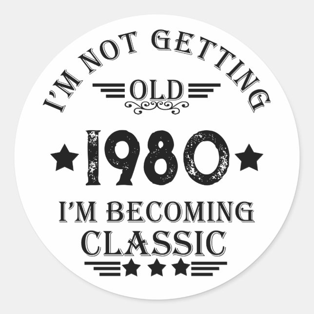 Personalised vintage birthday gift classic round sticker (Front)