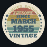 Personalised vintage birthday gift classic round sticker<br><div class="desc">You can add some originality to your wardrobe collection with this vintage retro sunset graphic design with awesome typography font lettering, a great gift for men, women, husbands, wives, girlfriend, and a boyfriend who will love this one-of-a-kind artwork. The best and most fun holiday present for your happy birthday party....</div>