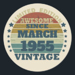 Personalised vintage birthday gift classic round sticker<br><div class="desc">You can add some originality to your wardrobe collection with this vintage retro sunset graphic design with awesome typography font lettering, a great gift for men, women, husbands, wives, girlfriend, and a boyfriend who will love this one-of-a-kind artwork. The best and most fun holiday present for your happy birthday party....</div>