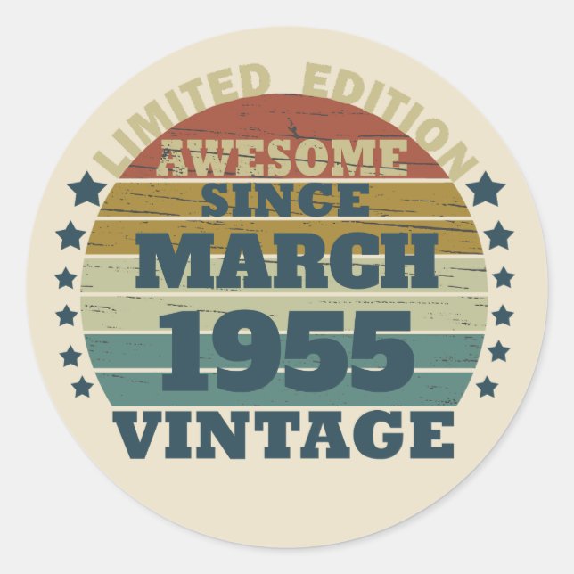 Personalised vintage birthday gift classic round sticker (Front)