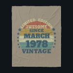 Personalised vintage birthday gift fleece blanket<br><div class="desc">You can add some originality to your wardrobe collection with this vintage retro sunset graphic design with awesome typography font lettering, a great gift for men, women, husbands, wives, girlfriend, and a boyfriend who will love this one-of-a-kind artwork. The best and most fun holiday present for your happy birthday party....</div>