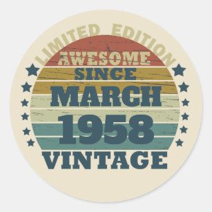 Personalised vintage birthday gift idea classic round sticker